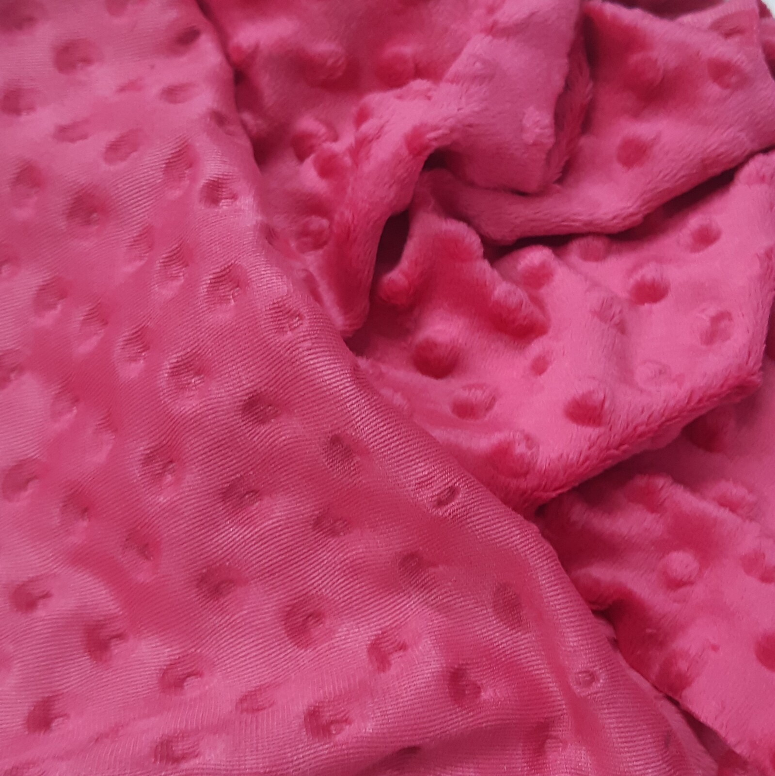 Minky Fabric Raspberry Dot