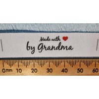 Tag- White, black print, wording Made with ❤ by Grandma