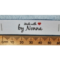 Tag- White, black print, wording Made with ❤ by Nonna