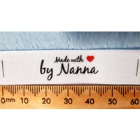 Tag- White, black print, wording Made with ❤ by Nanna