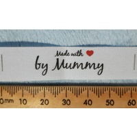Tag- White, black print, wording Made with ❤ by Mummy