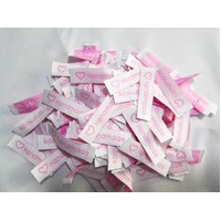 ***NEW***Tag, White, pink embroidered wording "HAND MADE " with heart symbol