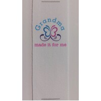 ***NEW***Tag, White, Pink and Blue printed wording Grandma made it for me, butterfly