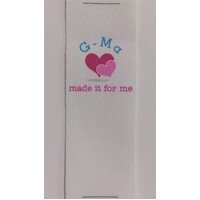 ***NEW***Tag, White, Pink and Blue printed wording G-Ma made it for me, pink hearts