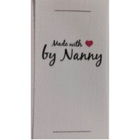 ***NEW***Tag, White, black printed wording made with red heart by Nanny