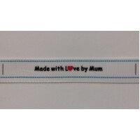 ***NEW***Tag, White, black printed wording Made with Love by Mum