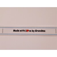 ***NEW***Tag, White, black printed wording made with Love by Grandma