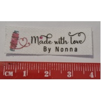 ***NEW***Tag, White, black printed wording Made with Love By Nonna