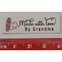 ***NEW***Tag, White, black printed wording Made with Love By Grandma