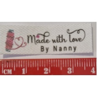 ***NEW***Tag, White, black printed wording Made with Love By Nanny
