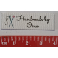 ***NEW***Tag, White, black printed wording Handmade By Oma