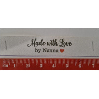 ***NEW***Tag, White, black printed wording Made with Love by Nanna
