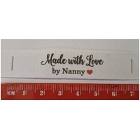 ***NEW***Tag, White, black printed wording Made with Love by Nanny