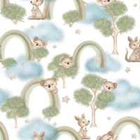 Australian Dreamtime COLLECTION, Koalas, Kangaroos, Eucalyptus Trees, Rainbows, Clouds, 