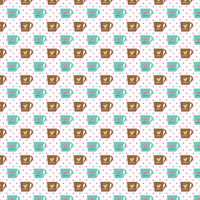 D- Coffee Cup on Pink polka dot background