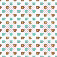 D- Coffee Cup on Pink polka dot background