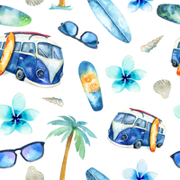 D- Surfing Kombie, Blue, White background- One metre