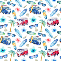 H- Surfing Kombie, Blue and Red, White background- Small- One metre
