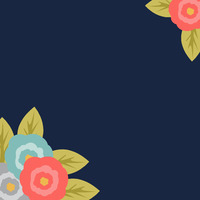 C- Large Floral Panel with navy background- One metre Panel
