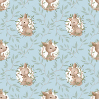 Kangaroo and Joey pattern on blue background- One metre