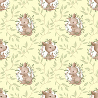 D- Kangaroo and Joey pattern on yellow background- One metre