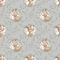 E- Kangaroo and Joey pattern on grey background- One metre