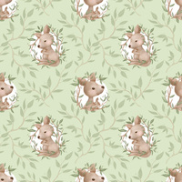 H- Kangaroo and Joey pattern on light green background- One metre