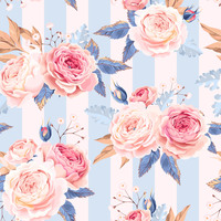 A- Pink Roses, stripe background (One metre)