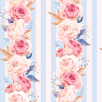 C- Pink Roses and stripes (One metre)