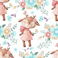 C- Cute Girl Deer, white background