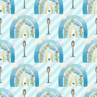 C- Rainbows, Cars BLUE STRIPE  (One metre)