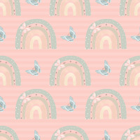 B- Rainbows, Butterflies, Pink Stripes  (One metre)