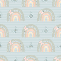 C- Rainbows, Butterflies Blue Stripe Background (One metre)