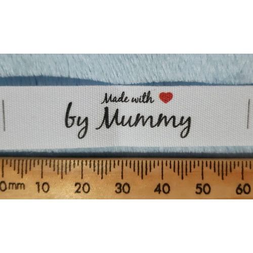 Tag- White, black print, wording Made with ❤ by Mummy