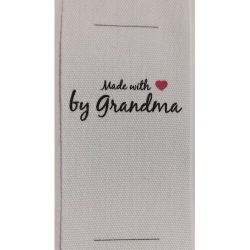 ***NEW***Tag, White, black printed wording made with red heart symbol by Grandma