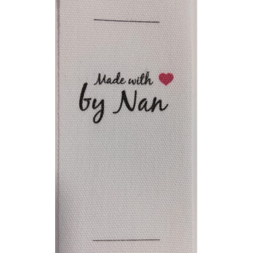 ***NEW***Tag, White, black printed wording made with red heart symbol by Nan