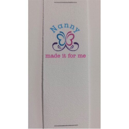 ***NEW***Tag, White, Pink and Blue printed wording Nanny made it for me, butterfly