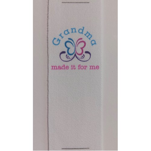 ***NEW***Tag, White, Pink and Blue printed wording Grandma made it for me, butterfly