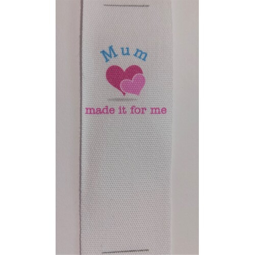 ***NEW***Tag, White, Pink and Blue printed wording Mum made it for me, pink hearts