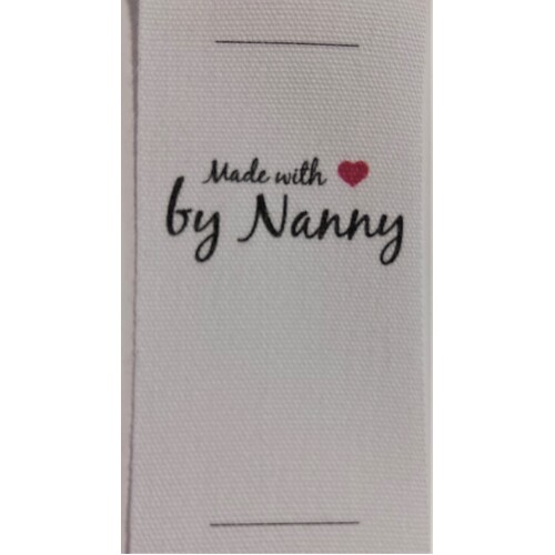 ***NEW***Tag, White, black printed wording made with red heart by Nanny