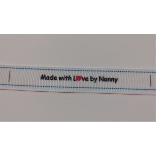 ***NEW***Tag, White, black printed wording made with Love by Nanny