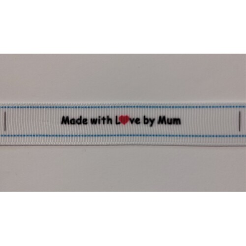 ***NEW***Tag, White, black printed wording Made with Love by Mum
