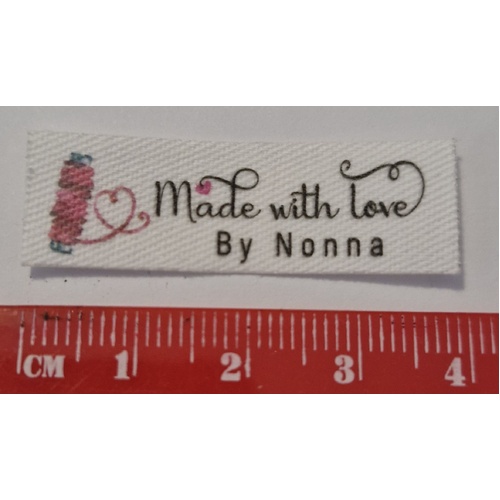 ***NEW***Tag, White, black printed wording Made with Love By Nonna