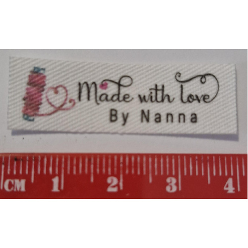 ***NEW***Tag, White, black printed wording Made with Love By Nanna