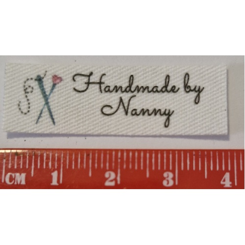 ***NEW***Tag, White, black printed wording Handmade by Nanny