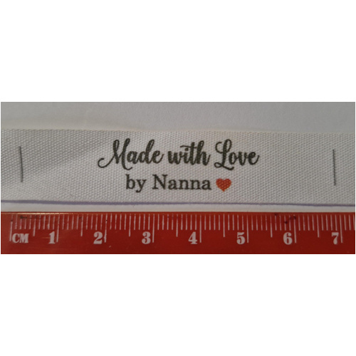 ***NEW***Tag, White, black printed wording Made with Love by Nanna
