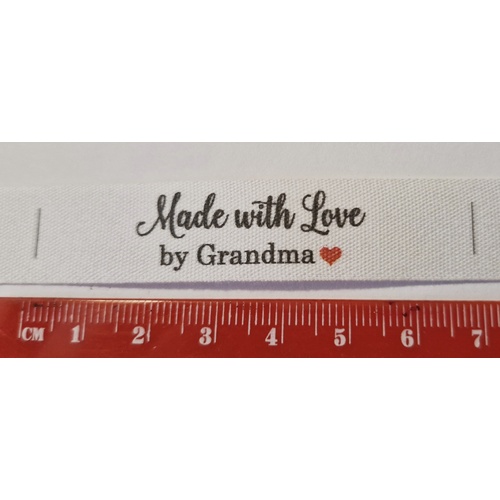 ***NEW***Tag, White, black printed wording Made with Love by Grandma