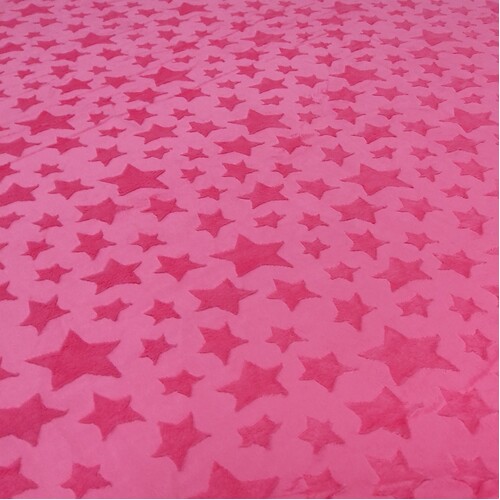Star Embossed Hot Pink Minky
