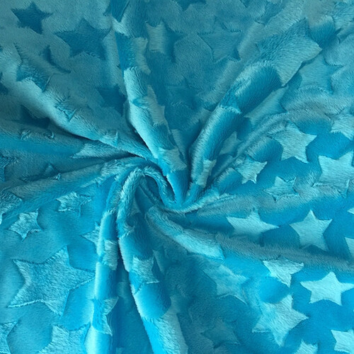 Star Embossed Turquoise Minky