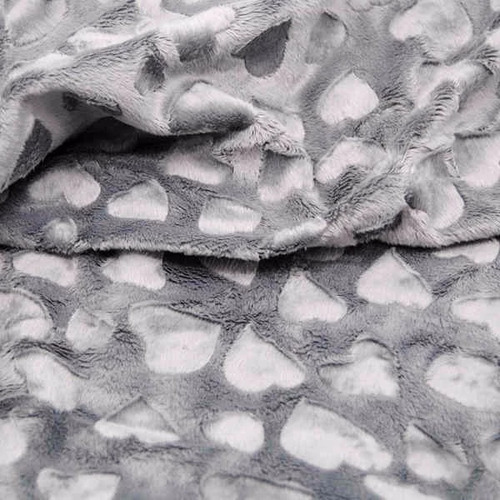 Heart Embossed Dark Grey Minky**NEW STOCK